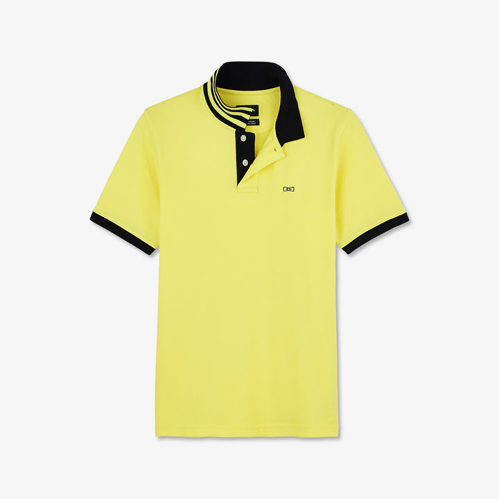 Polo jaune slim manches courtes à détails contrastés