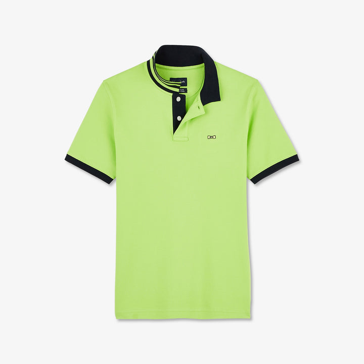 Polo vert slim manches courtes à détails contrastés