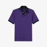 Purple short-sleeved slim-fit polo shirt with contrasting detail