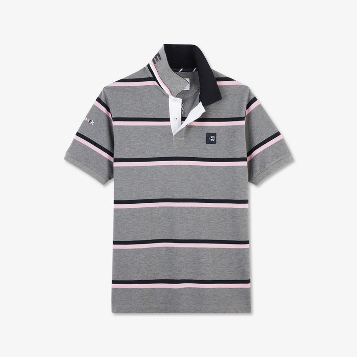 Polo rayé à manches courtes en coton piqué