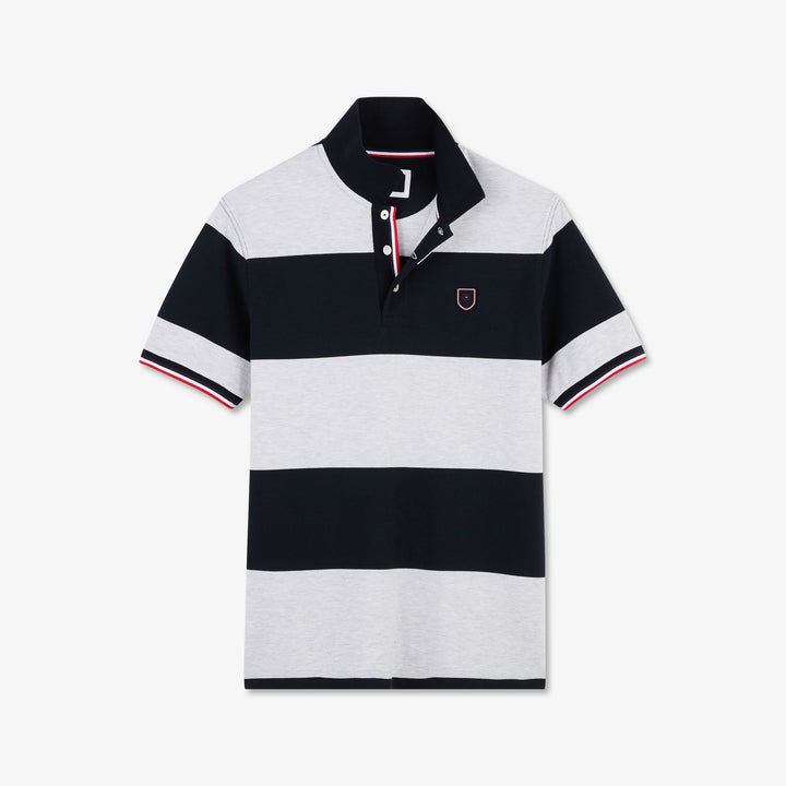 Polo gris clair cerclé détails tricolores
