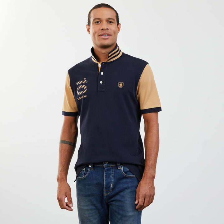 Polo colorblock beige à broderie cerclée 10