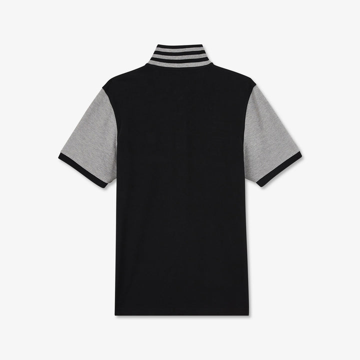 Polo colorblock noir à broderie cerclée 10