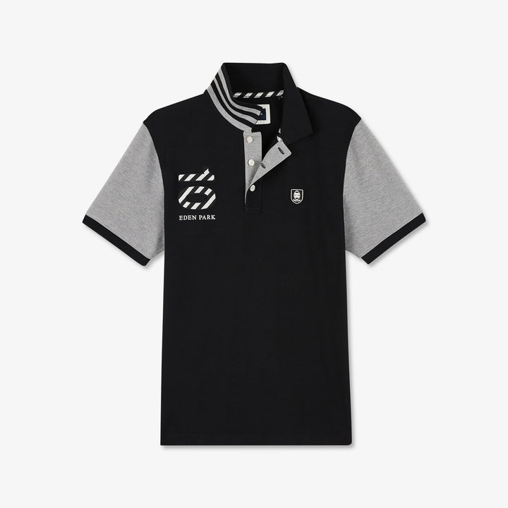 Polo colorblock noir à broderie cerclée 10
