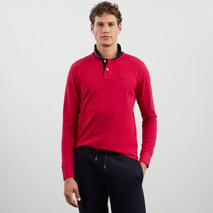 Polo rose fuchsia manches longues