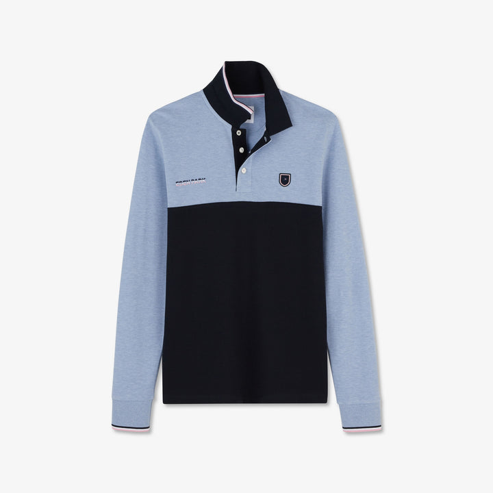 Polo bleu clair colorblock à broderie Eden Park