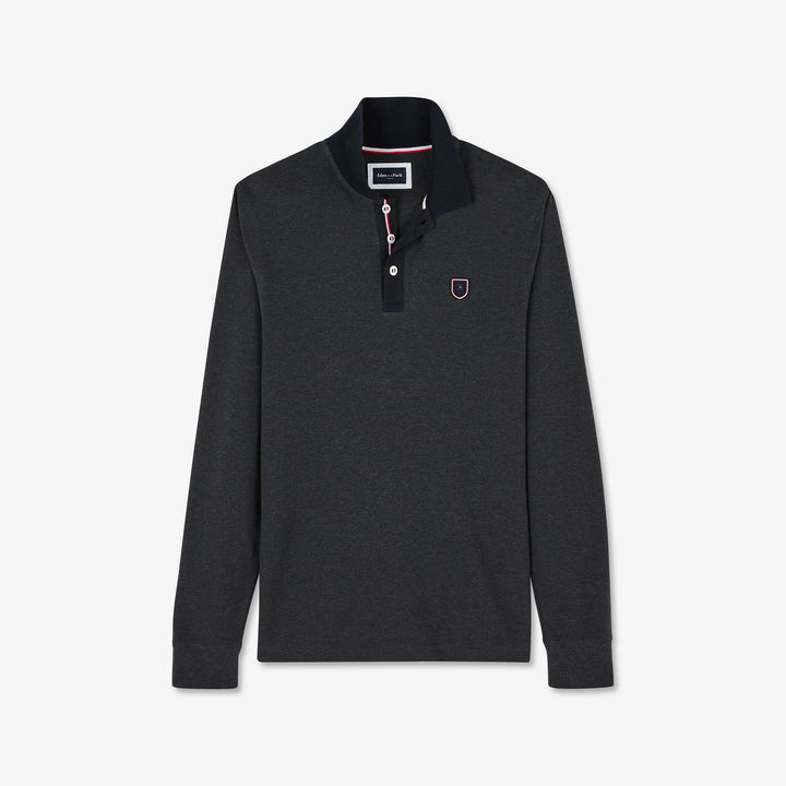 Polo gris foncé manches longues