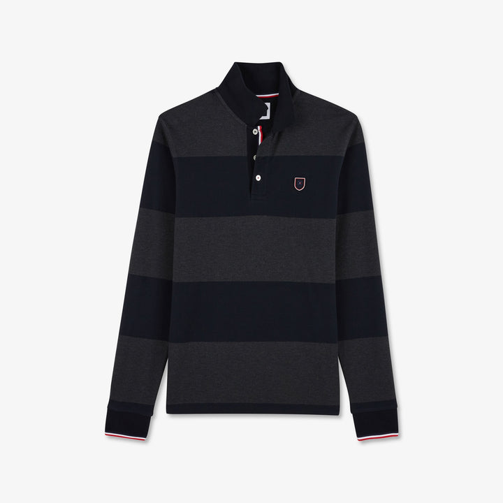 Polo gris foncé rayé manches longues