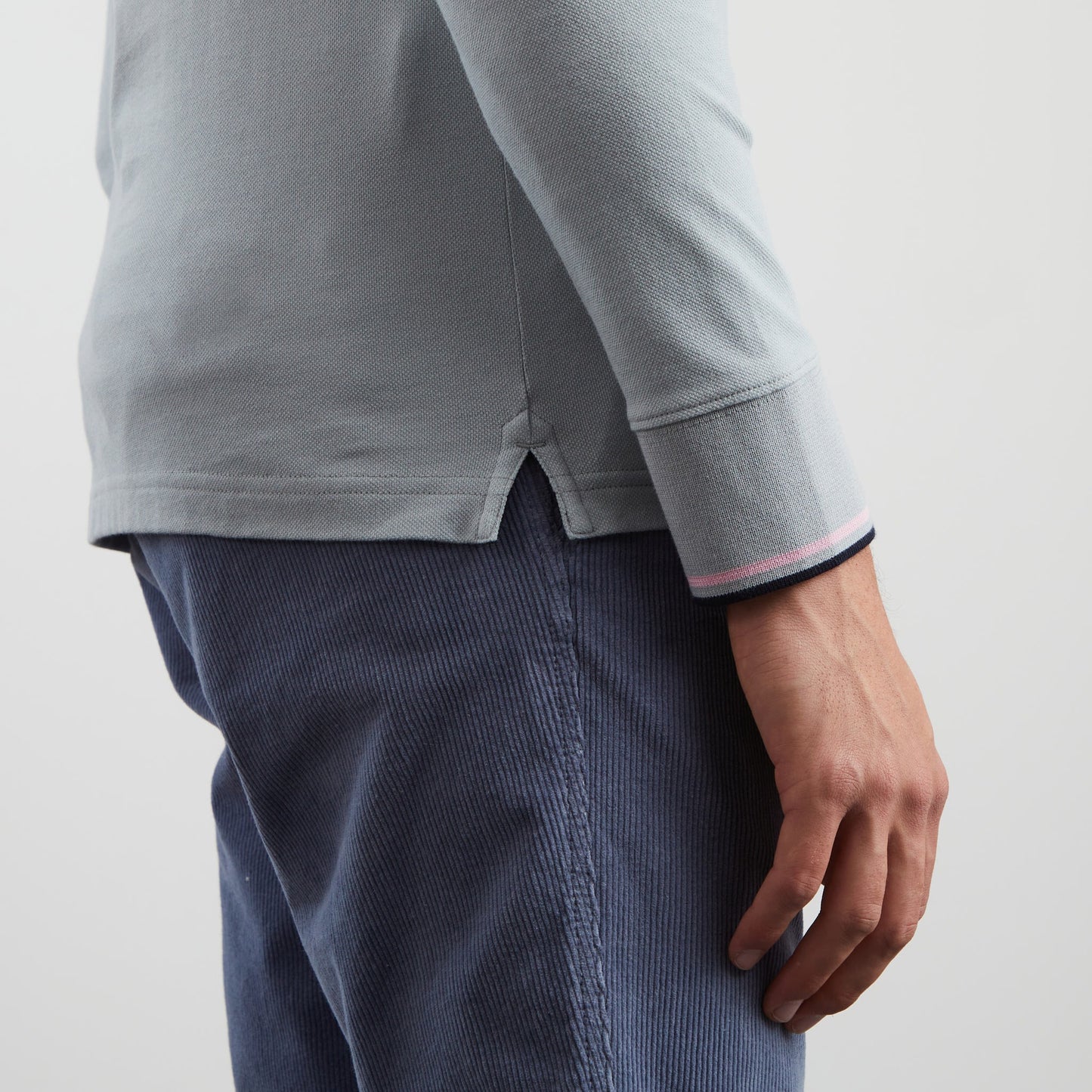 Polo gris clair manches longues