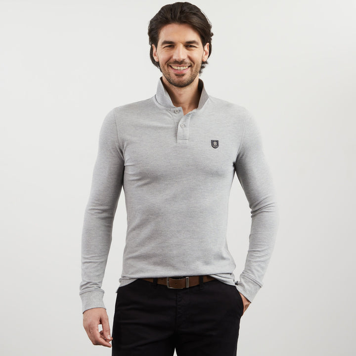 Polo gris manches longues