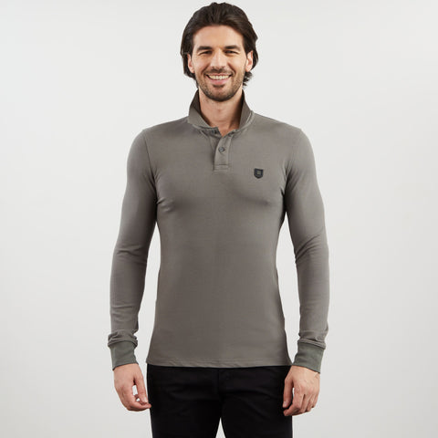 Polo gris foncé manches longues - Image 3