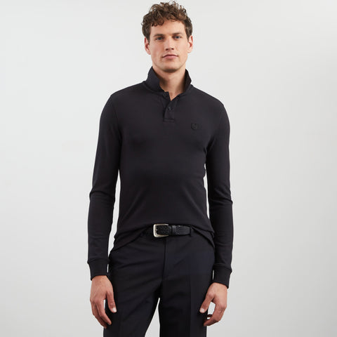 Polo noir manches longues - Image 1