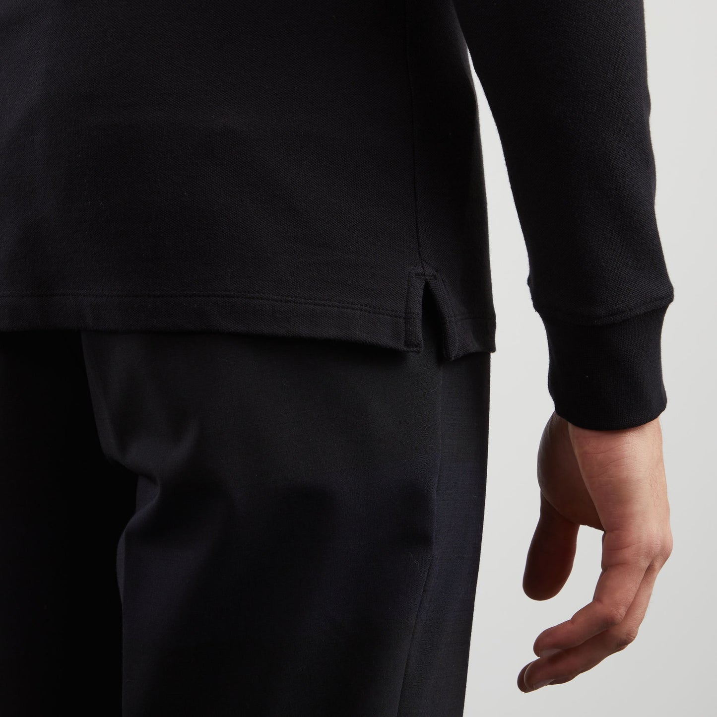 Black long-sleeved polo shirt