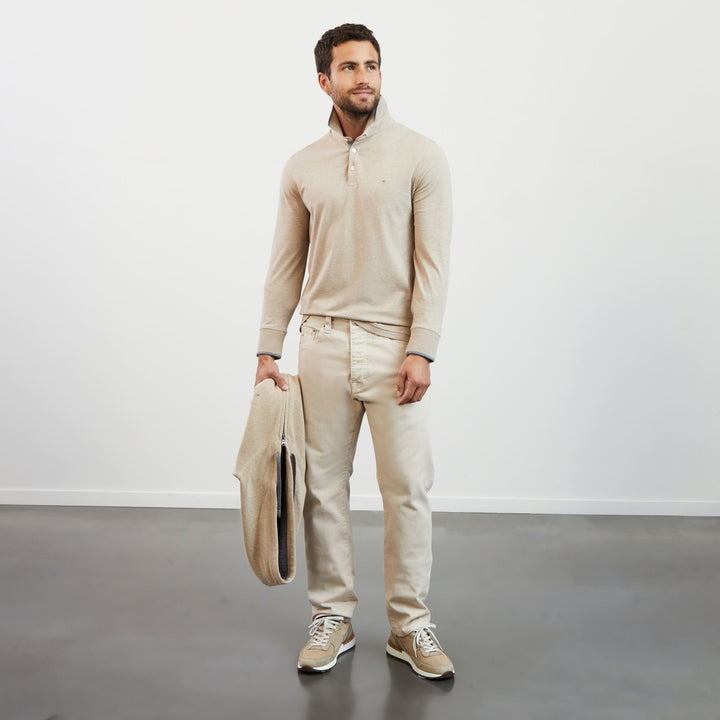 Polo beige manches longues