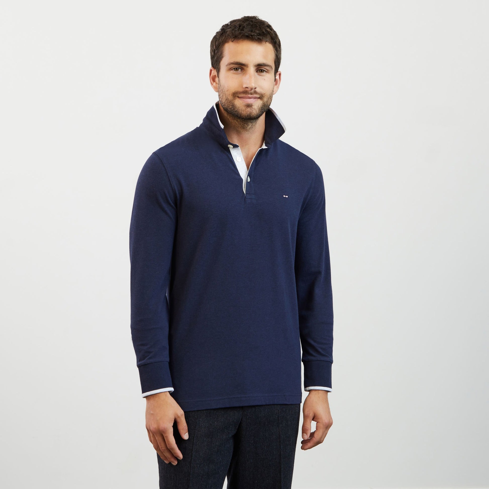 Polo bleu marine manches longues Eden Park