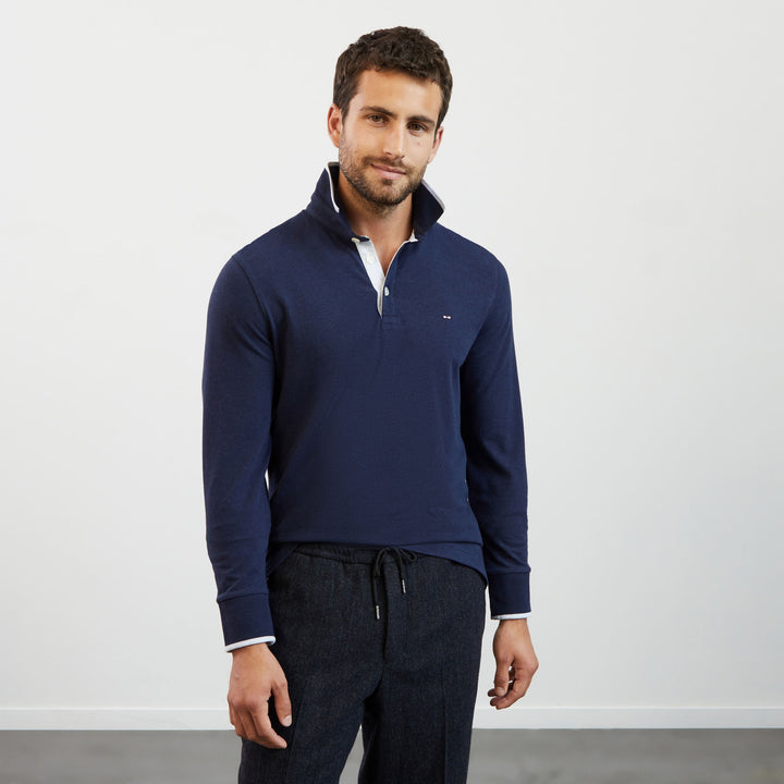 Polo bleu marine manches longues