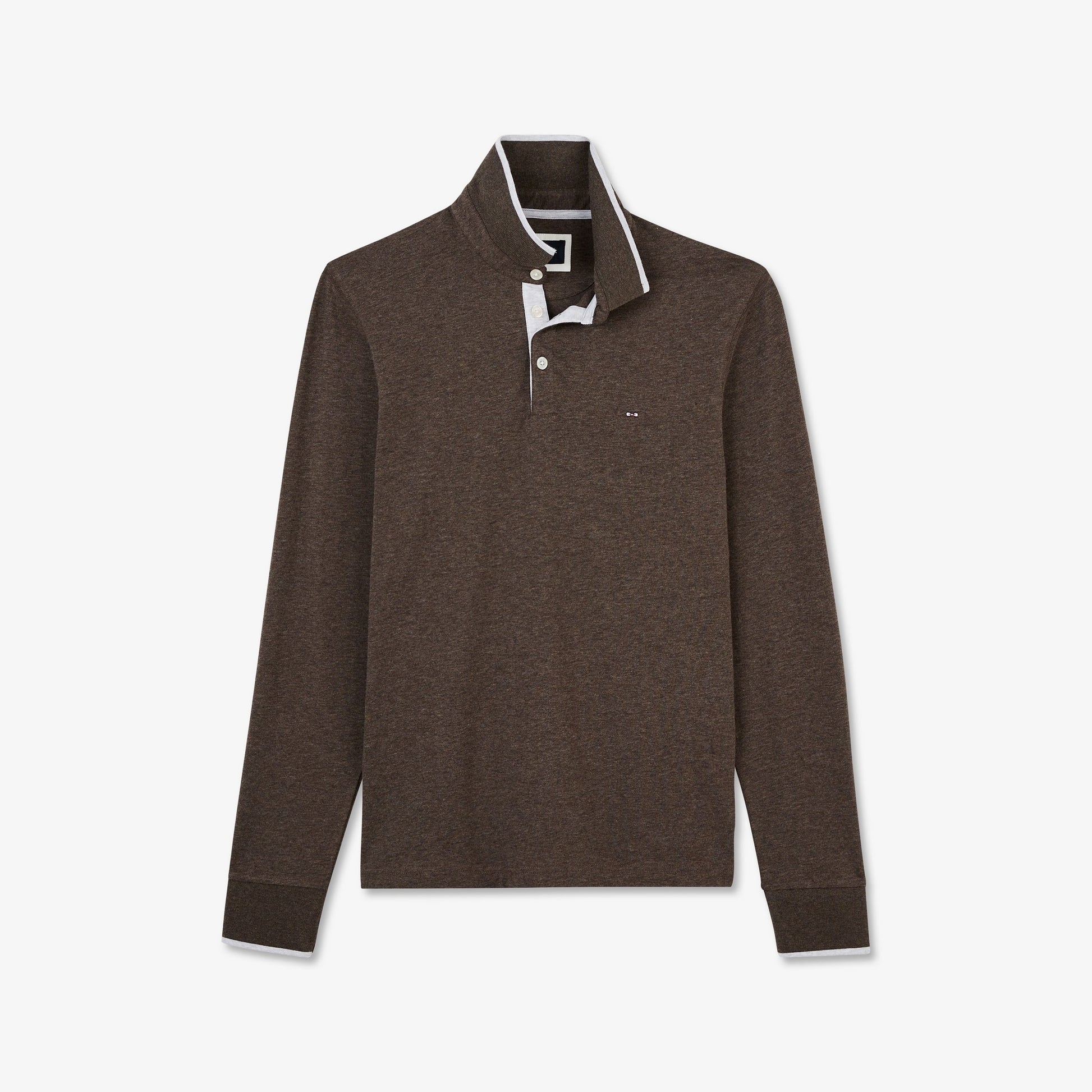 Polo marron manches longues