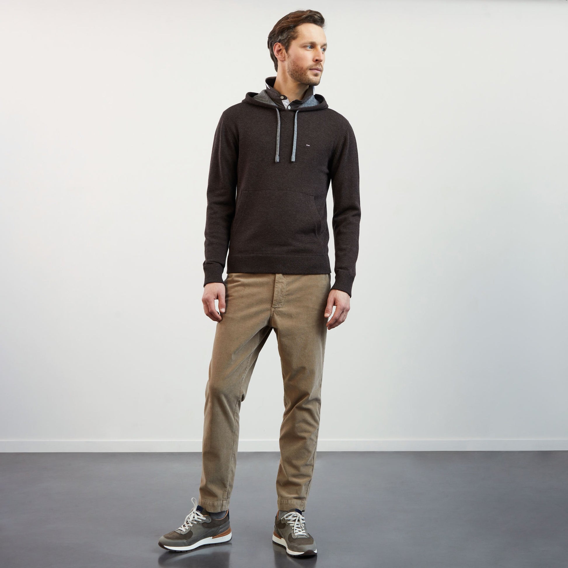 Polo marron manches longues