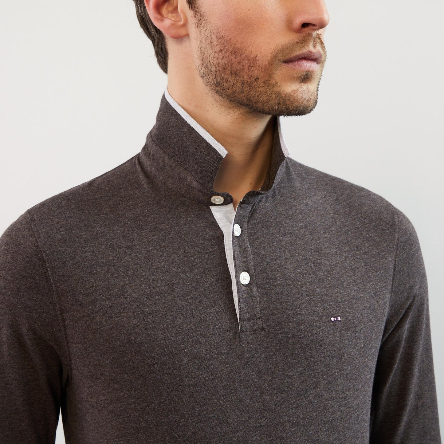 Polo marron manches longues