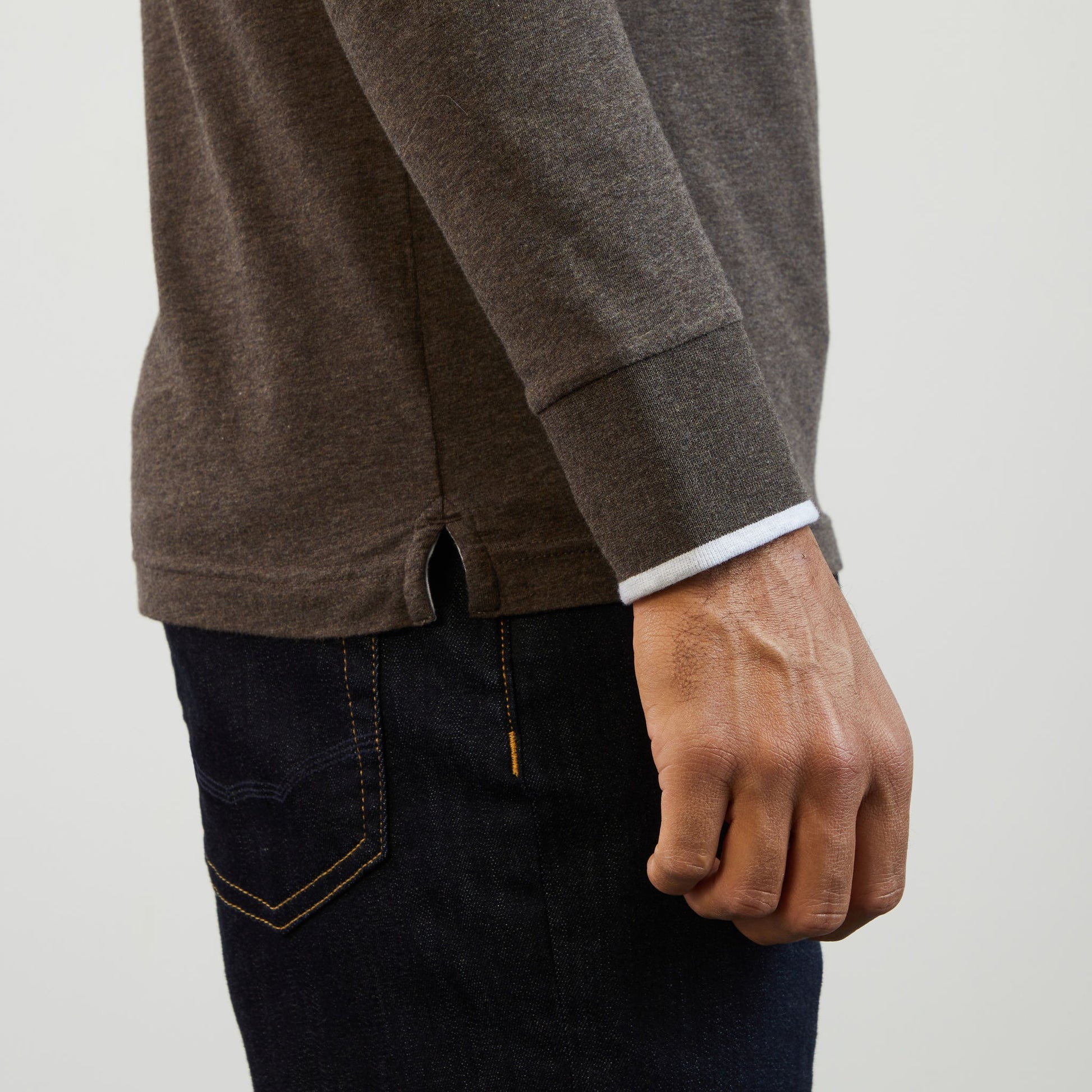 Polo marron manches longues