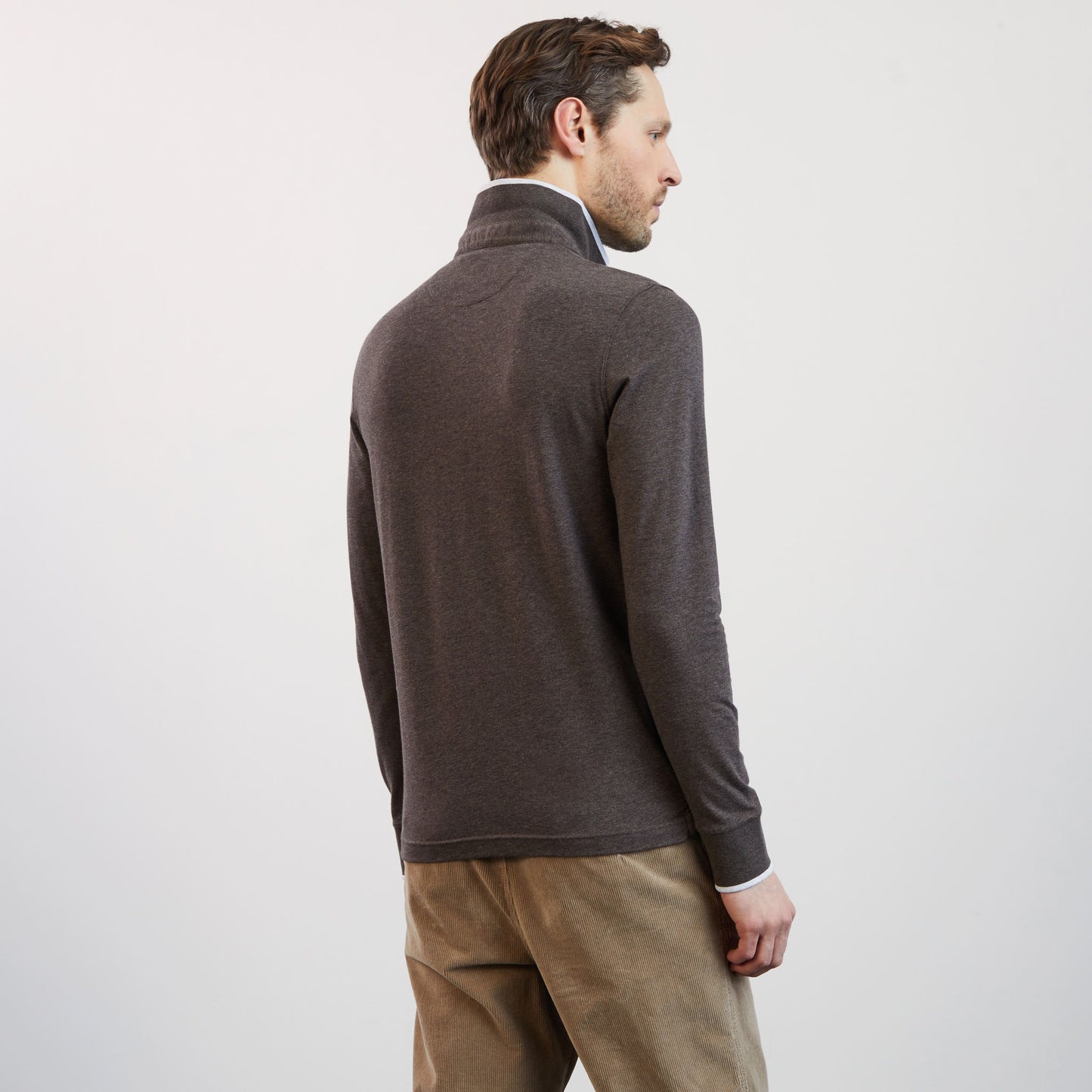 Polo marron manches longues