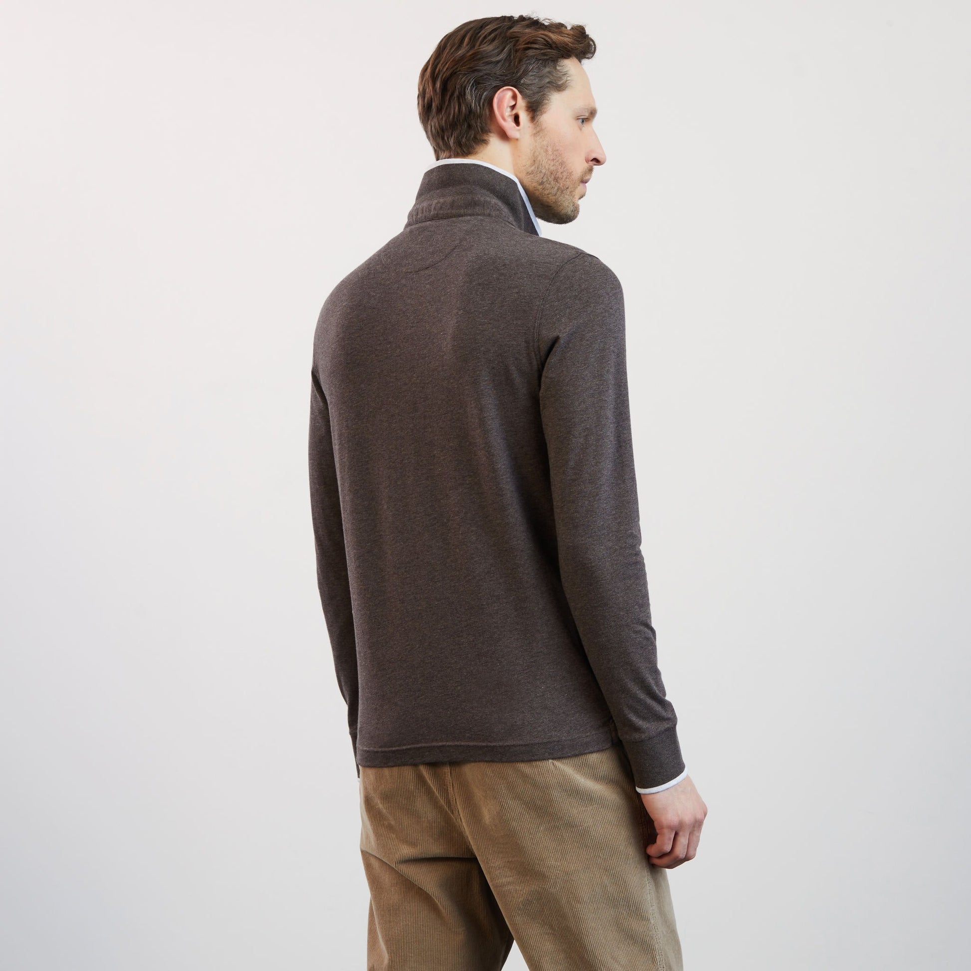 Polo marron manches longues