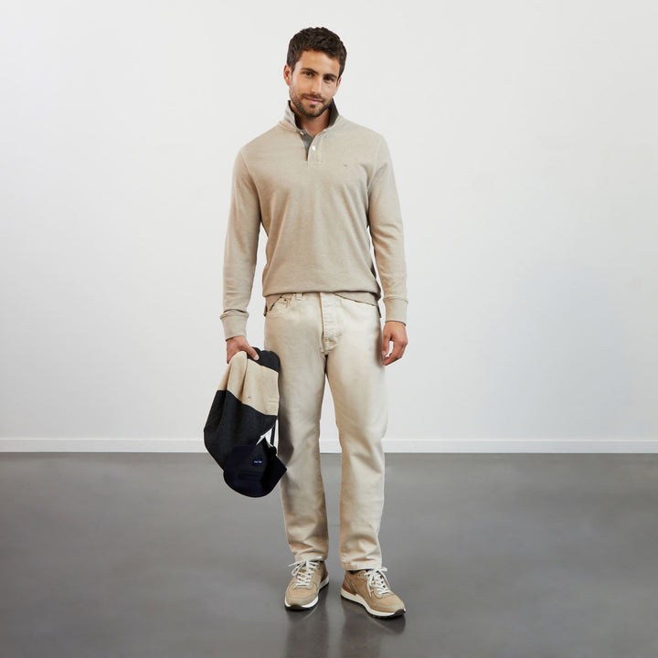Polo beige manches longues