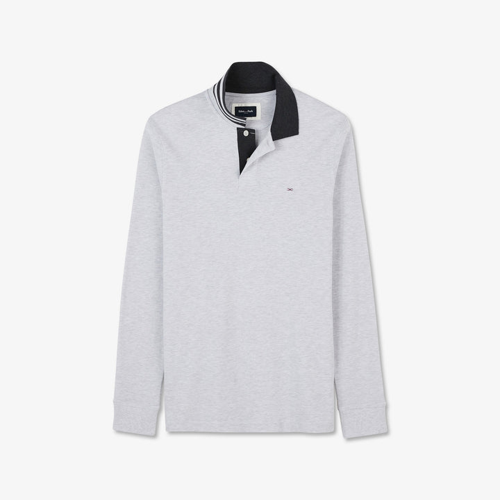 Polo gris clair manches longues