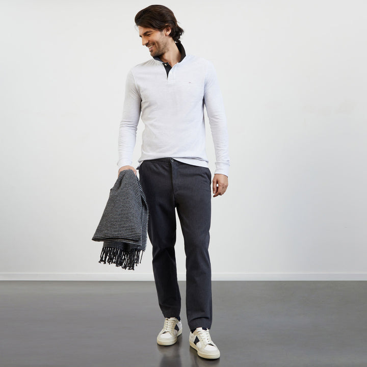 Polo gris clair manches longues