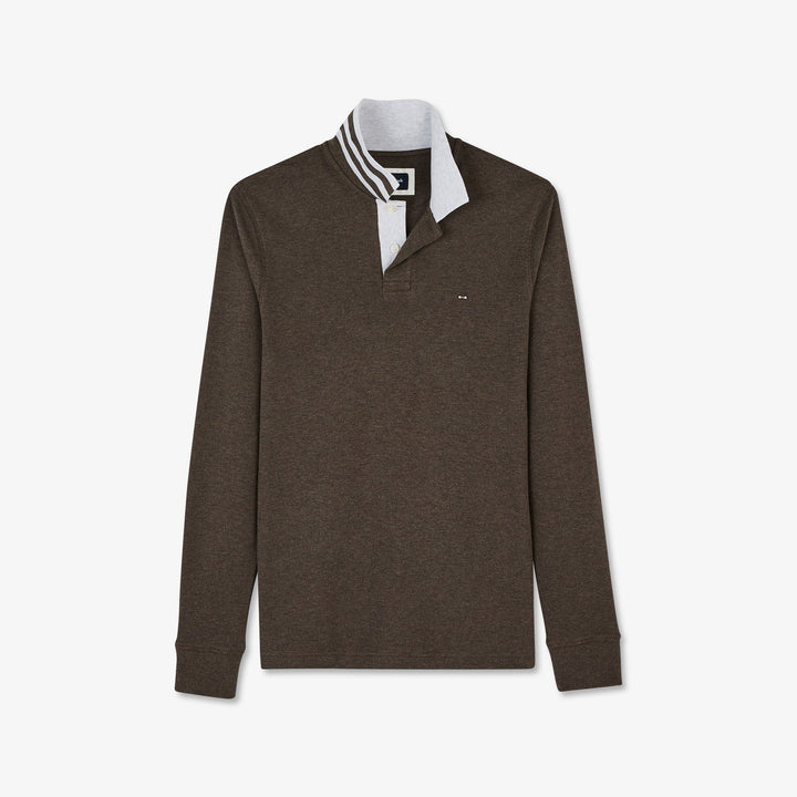 Polo marron manches longues