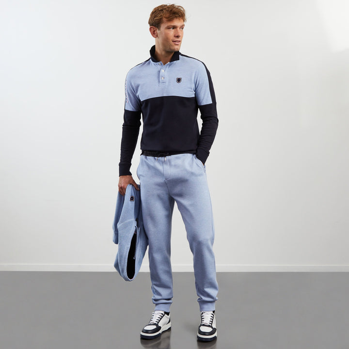 Polo bleu clair colorblock à broderie Eden Park