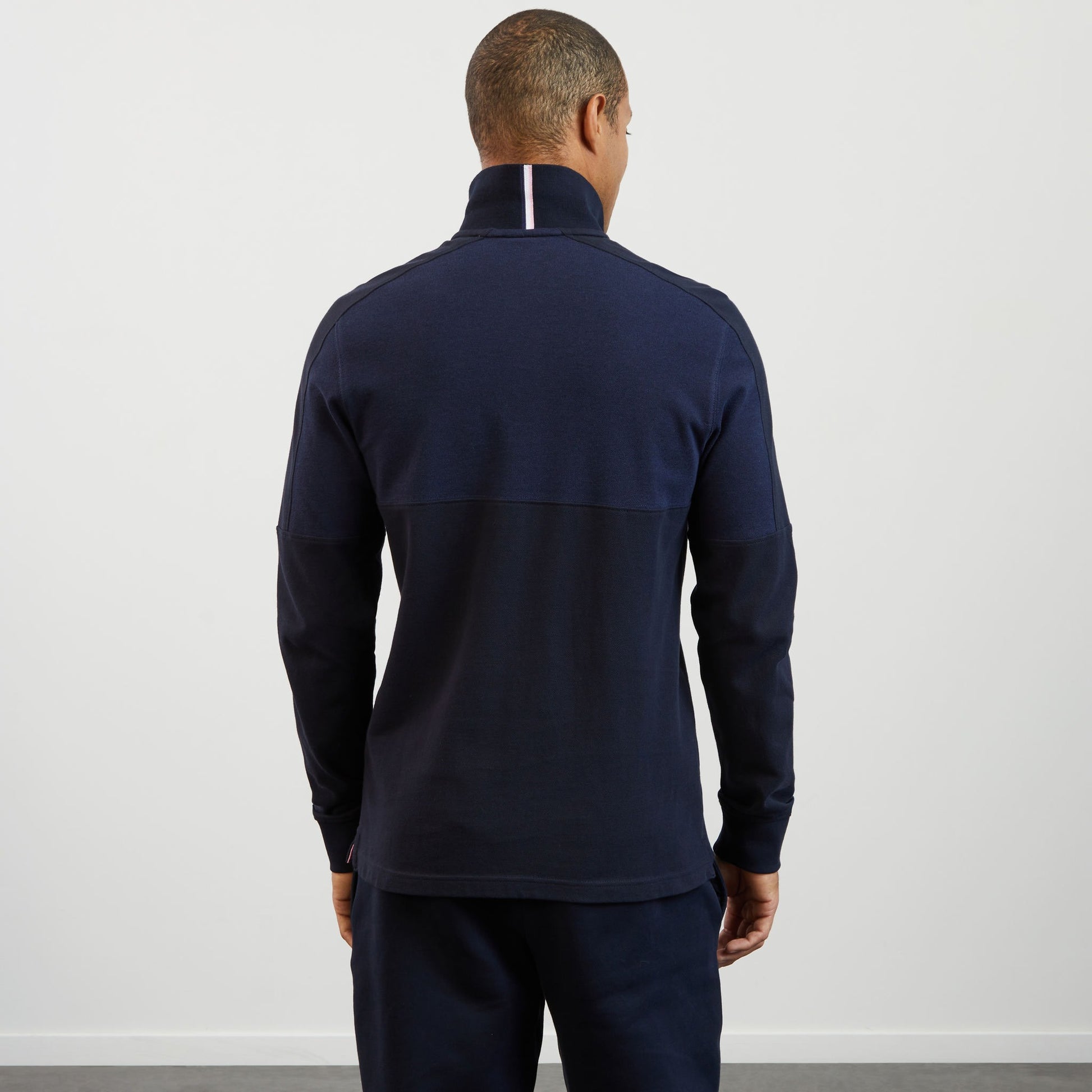 Polo bleu foncé colorblock à broderie Eden Park