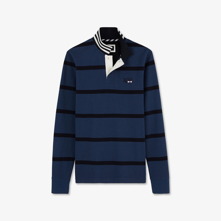 Polo bleu foncé rayé à broderies 2023