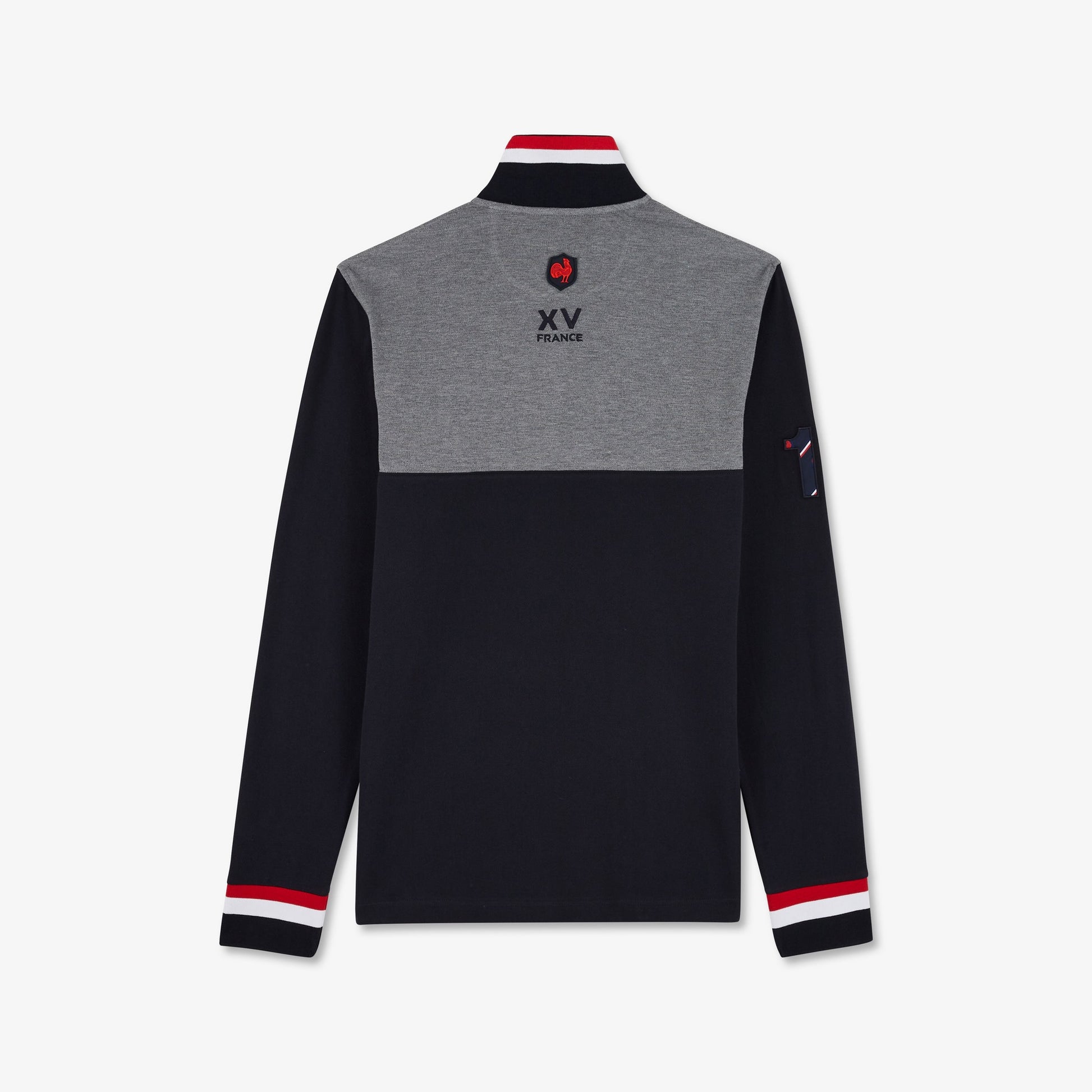 Polo gris colorblock manches longues