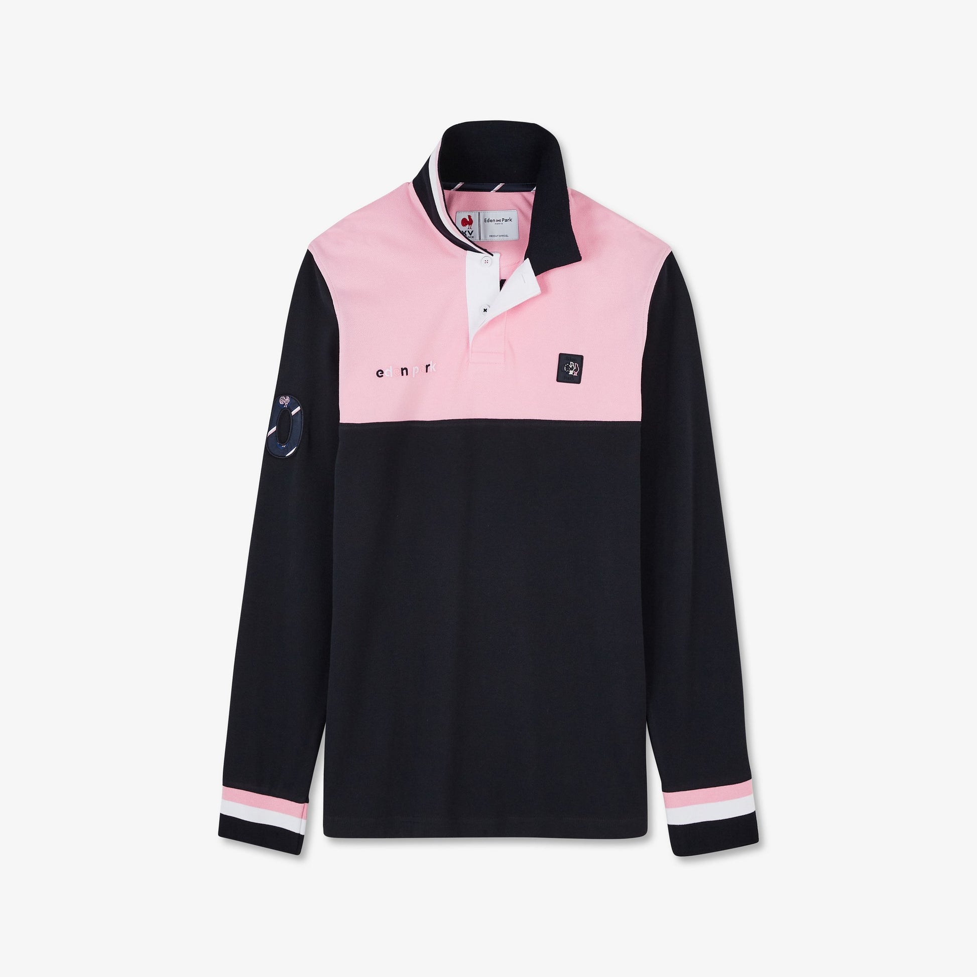 Polo rose colorblock manches longues