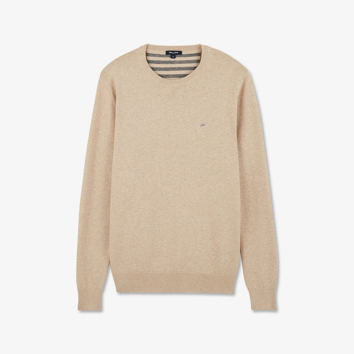 Pull bleu beige en laine mélangée