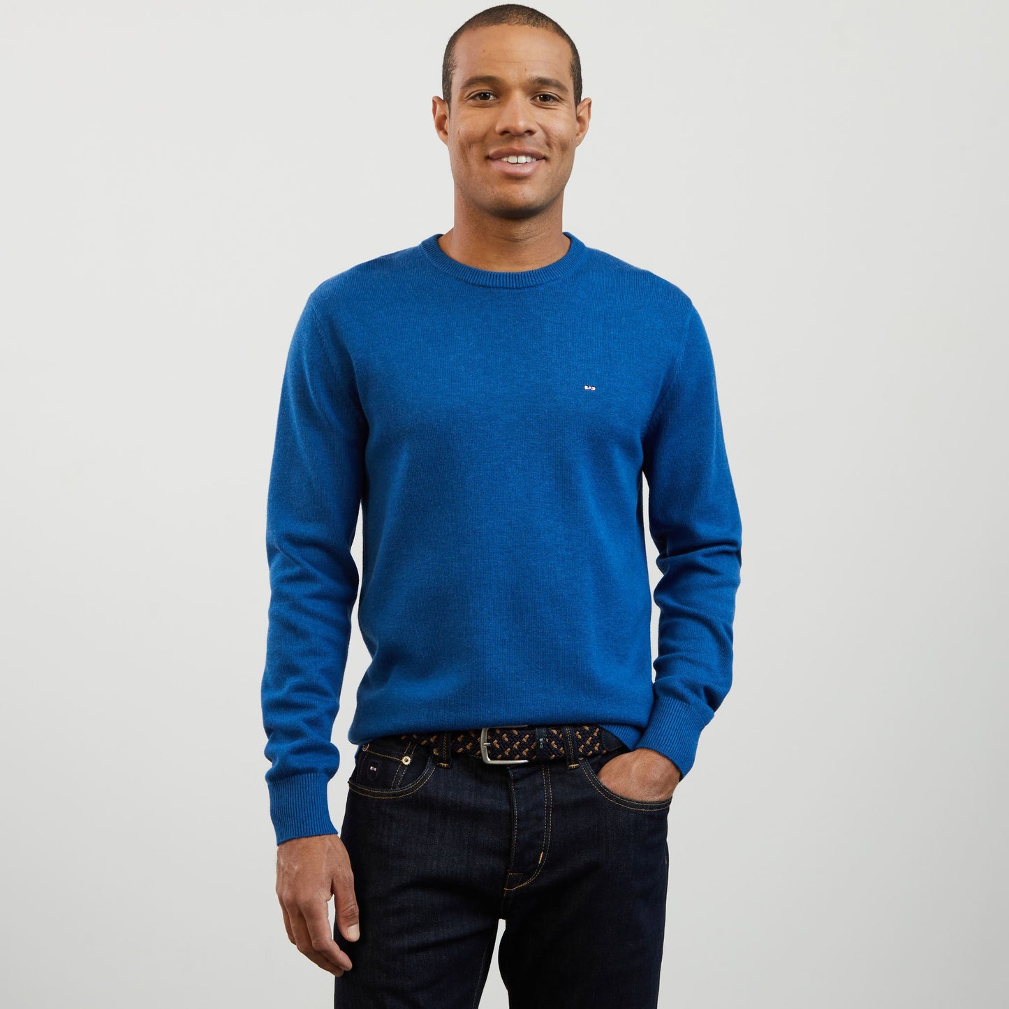 Pull bleu en laine mélangée
