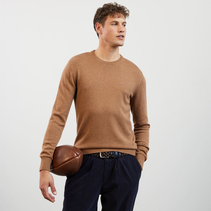 Pull marron clair en laine mélangée
