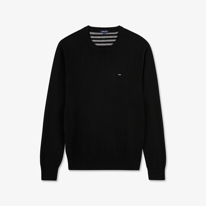 Pull noir en laine mélangée