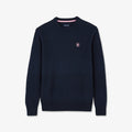 Pull bleu foncé à col rond jeu de maille