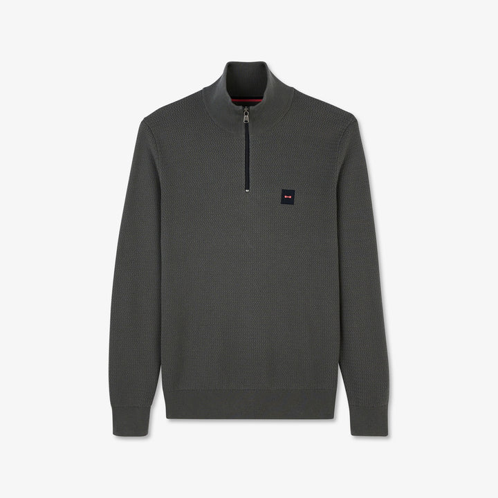 Pull gris camionneur en maille fantaisie