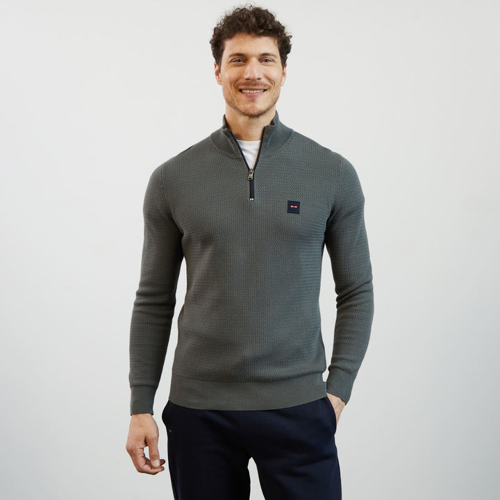 Pull gris camionneur en maille fantaisie