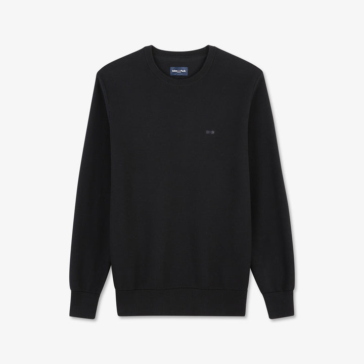 Pull noir uni en maille fantaisie