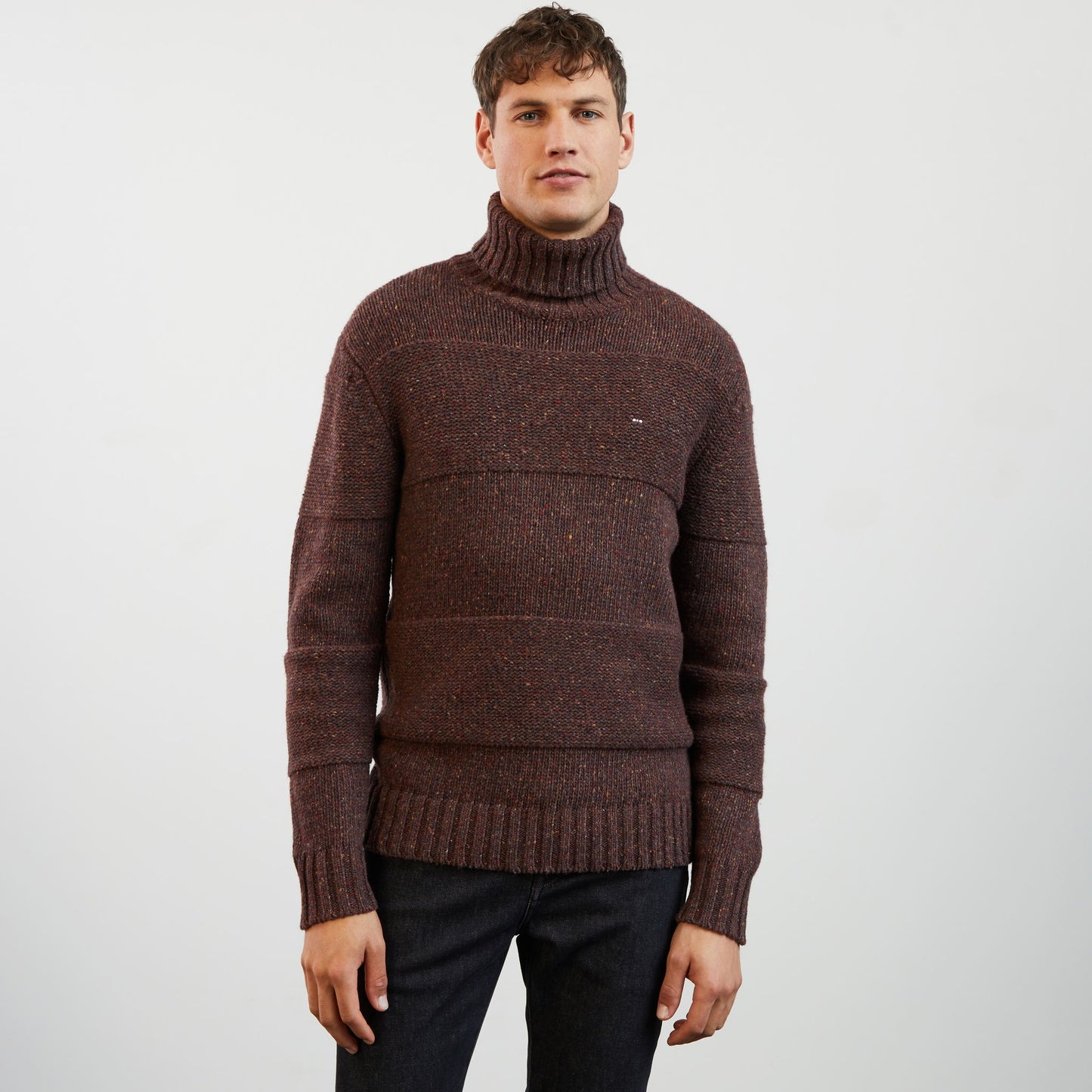 Dark blue zip cardigan in rib knit