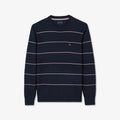 Pull bleu foncé à rayures fantaisies