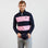 Pull bleu marine à rayures fantaisies