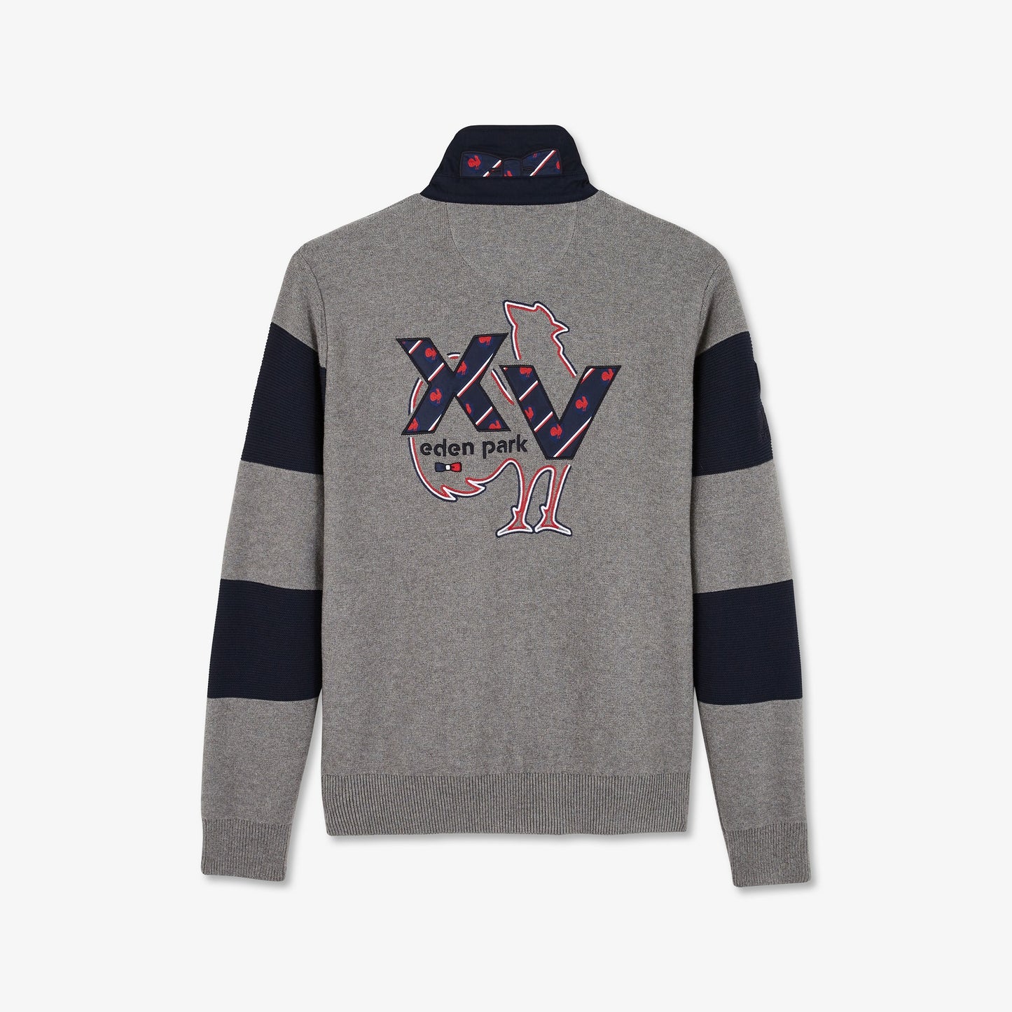 Grey circle jumper with XV de France embroidery