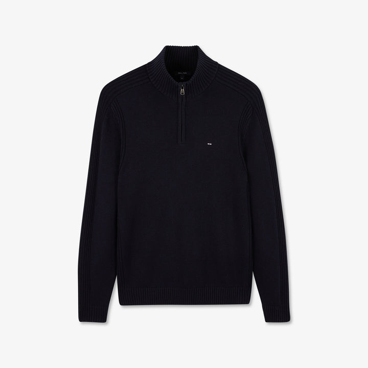 Pull bleu foncé camionneur en jeu de maille
