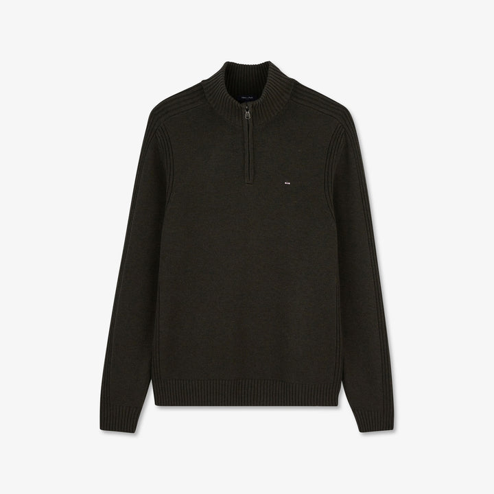 Pull kaki camionneur en jeu de maille
