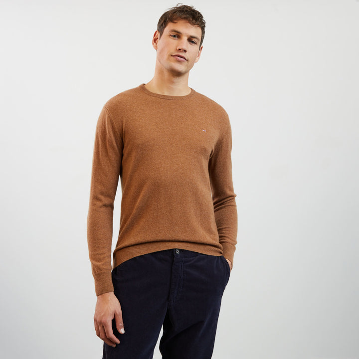 Pull marron uni en cachemire